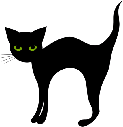 Green Eyed Kitty Silhouette Nail Art Decals - Katze Halloween Clipart (480x470)