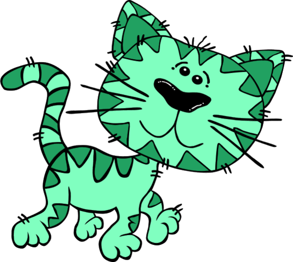 Green Cat Clipart - Walking Cat Shower Curtain (600x536)