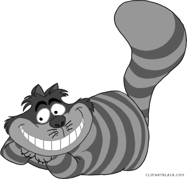 Cheshire Cat Animal Free Black White Clipart Images - Alice And Wonderland Characters (605x581)