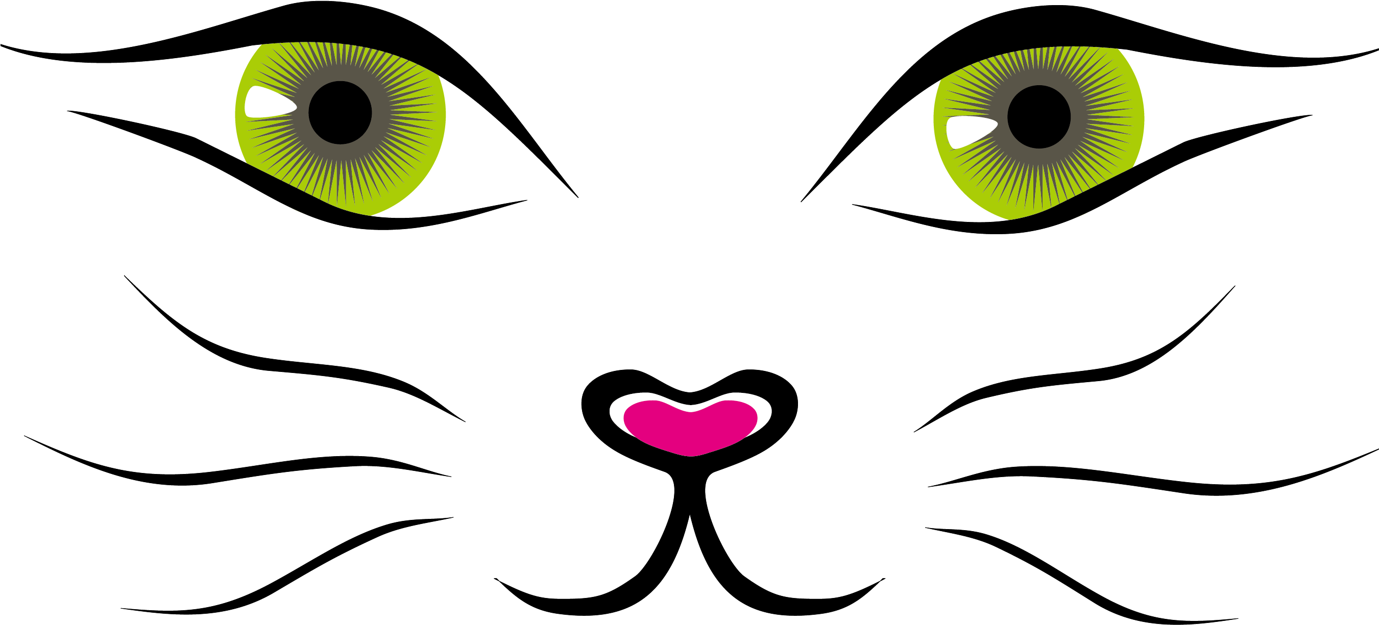 Cat Cartoon Clip Art - Cat Face Vector Png (2701x1225)