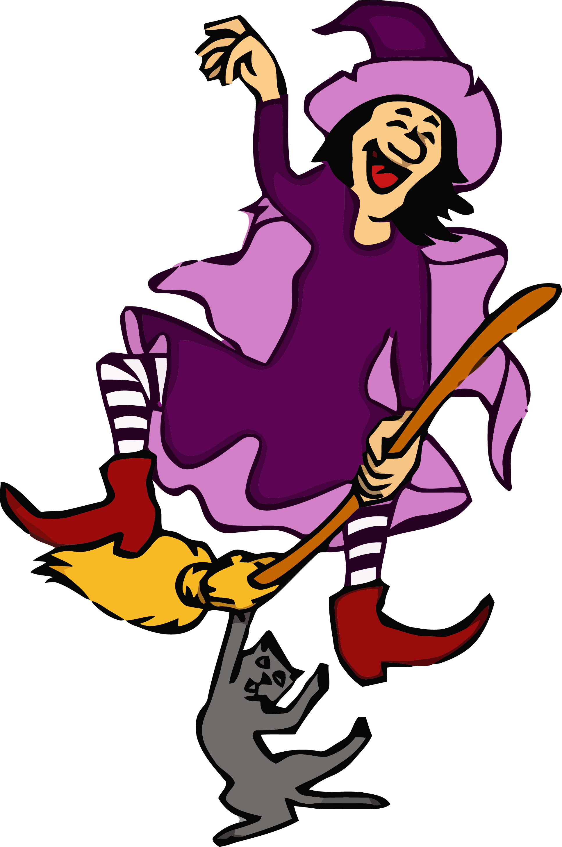 Witch Dancing With Cat Clipart Png - Dancing Witch Clipart (1933x2913)