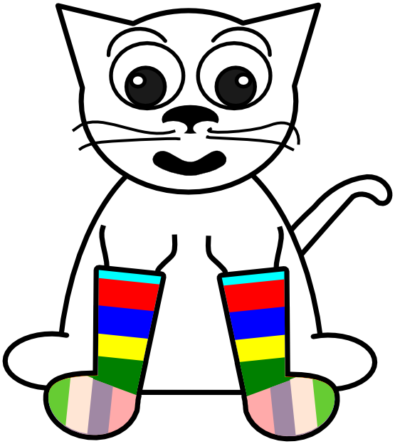 Rainbow - Clipart - Black - And - White - Silly Sock Clip Art (555x624)
