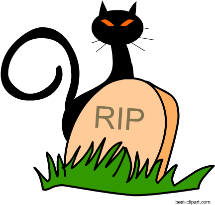 Black Cat And Tomb Stone Free Clipart Image - Clip Art (450x450)