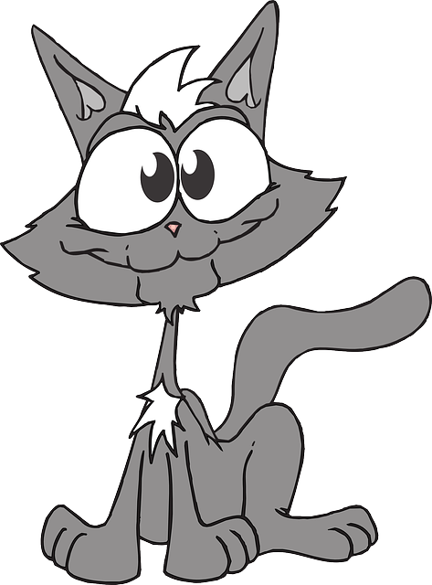 Silly Cat, Gray, Happy, Cartoon, Art, Animal, Silly - Staring At Me Will Not Cure My Autism Large Mug (946x1280)