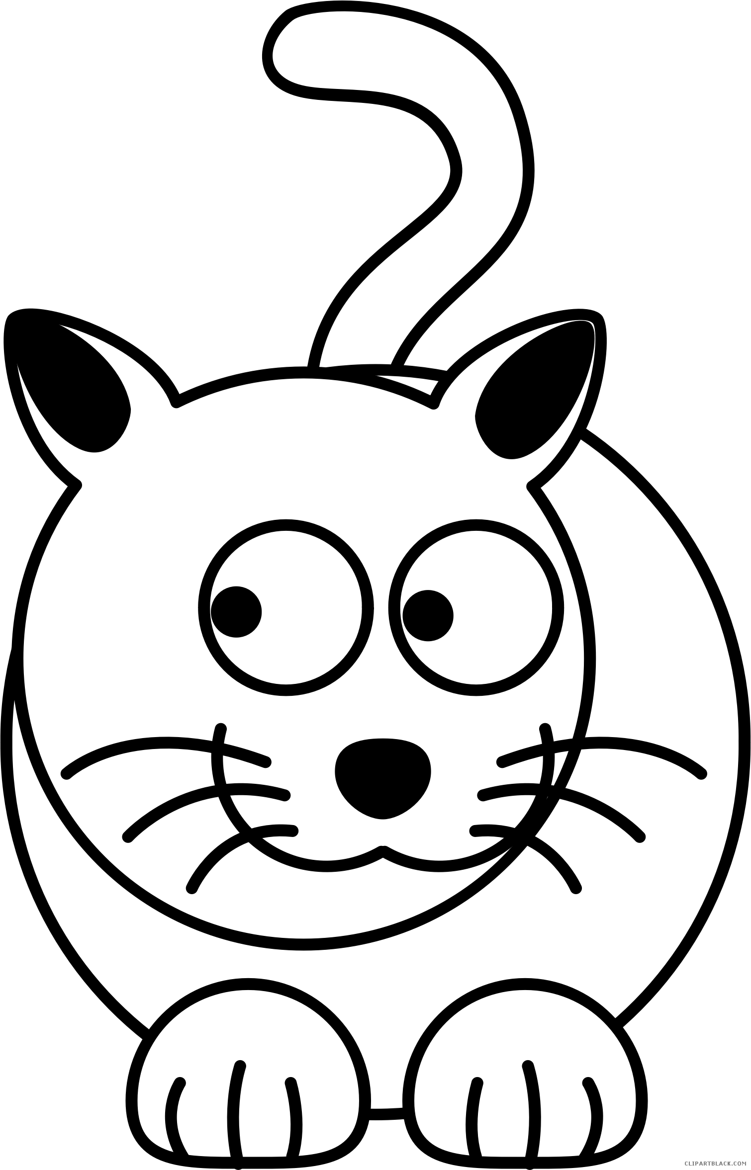 Kitty Cat Animal Free Black White Clipart Images Clipartblack - Cartoon Cat (1510x2354)