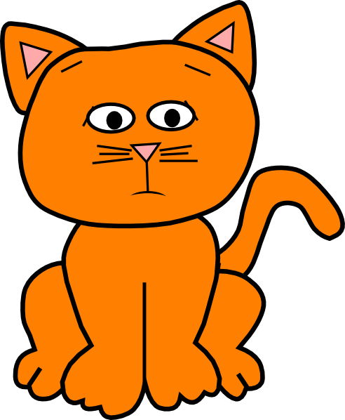 Orange Worried 3 Clip Art At Clker - Sad Clip Art Cat (492x598)