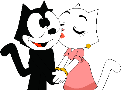 Kitty Kissing Felix By Mollyketty - Romance (413x302)