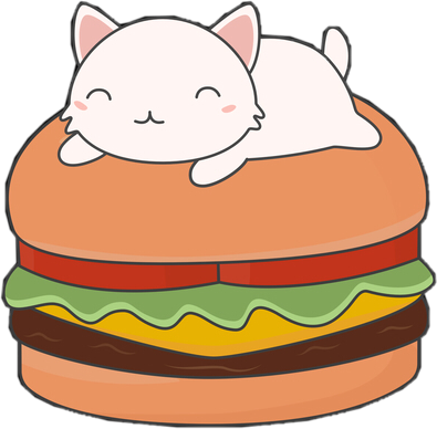 💖not My Art💖 Kitty Burger 🐱🍔❤ Kawaii Kitty Cat - Sticker (395x388)