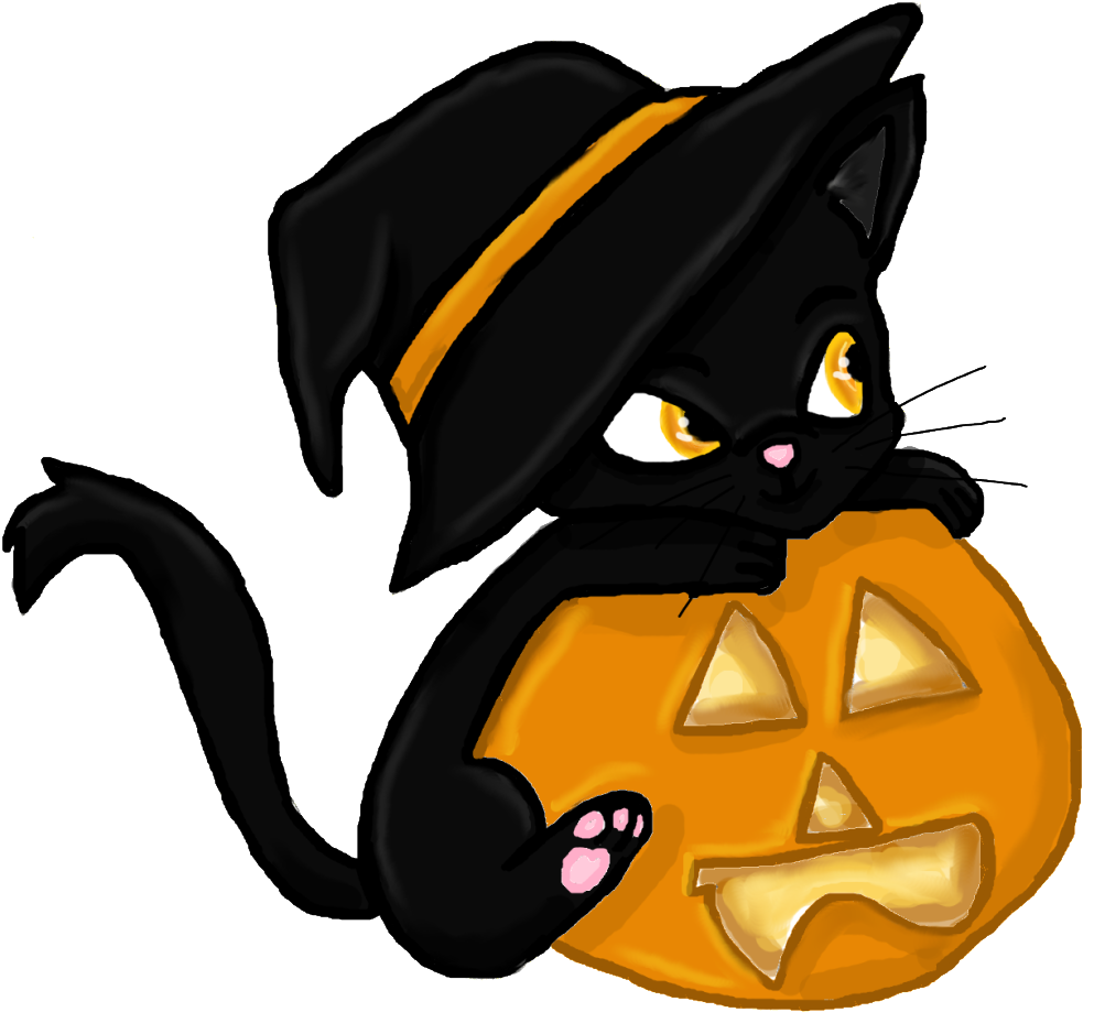 Halloween ~ Halloween Cat Amazing Image Ideas Coloring - Cute Halloween Cat Clipart (1024x969)