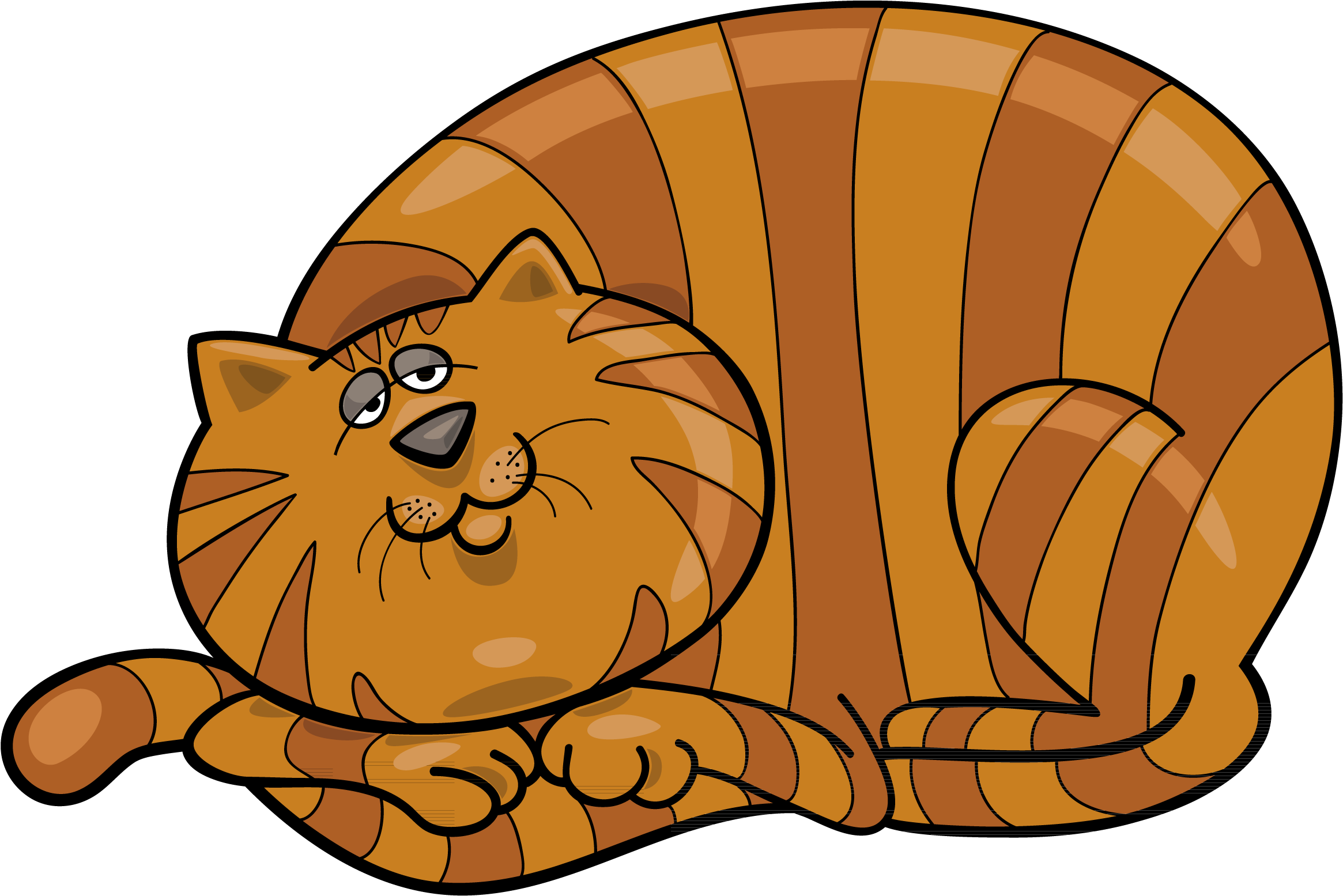 Fat Cat Clip Art - Fat Tabby Cat Cartoon (2541x1804)