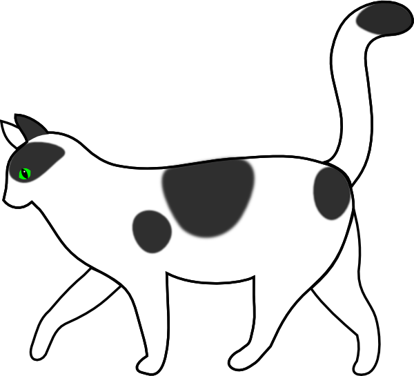 Black Cat Clipart Walking - Cat Side View Cartoon (600x545)
