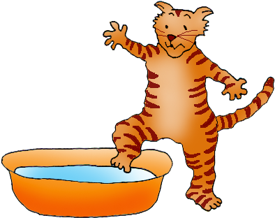 Cat Taking A Bath - Cat Taking A Bath Cartoon Png (414x344)