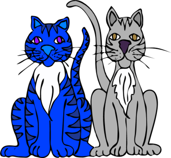 Clipart - 2 Cats Png Cartoon (600x552)