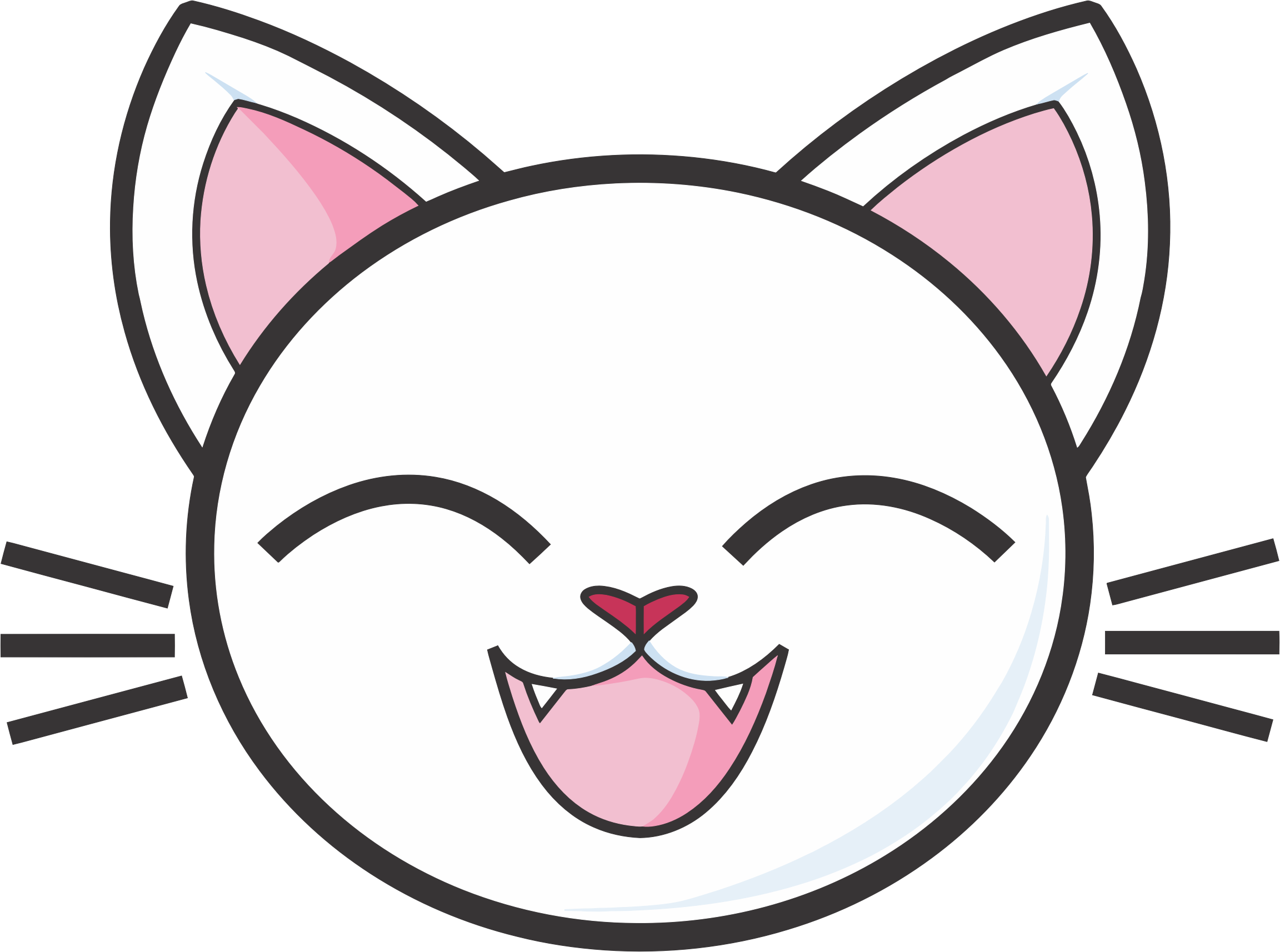 Happy White Cat Clipart Images - Happy Cat Face Cartoon (2304x1714)
