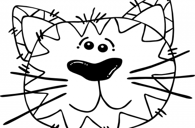 Cartoon Line Drawing Of Cats - Decorative Tiger Cat Print Pillow Cover (640x420)