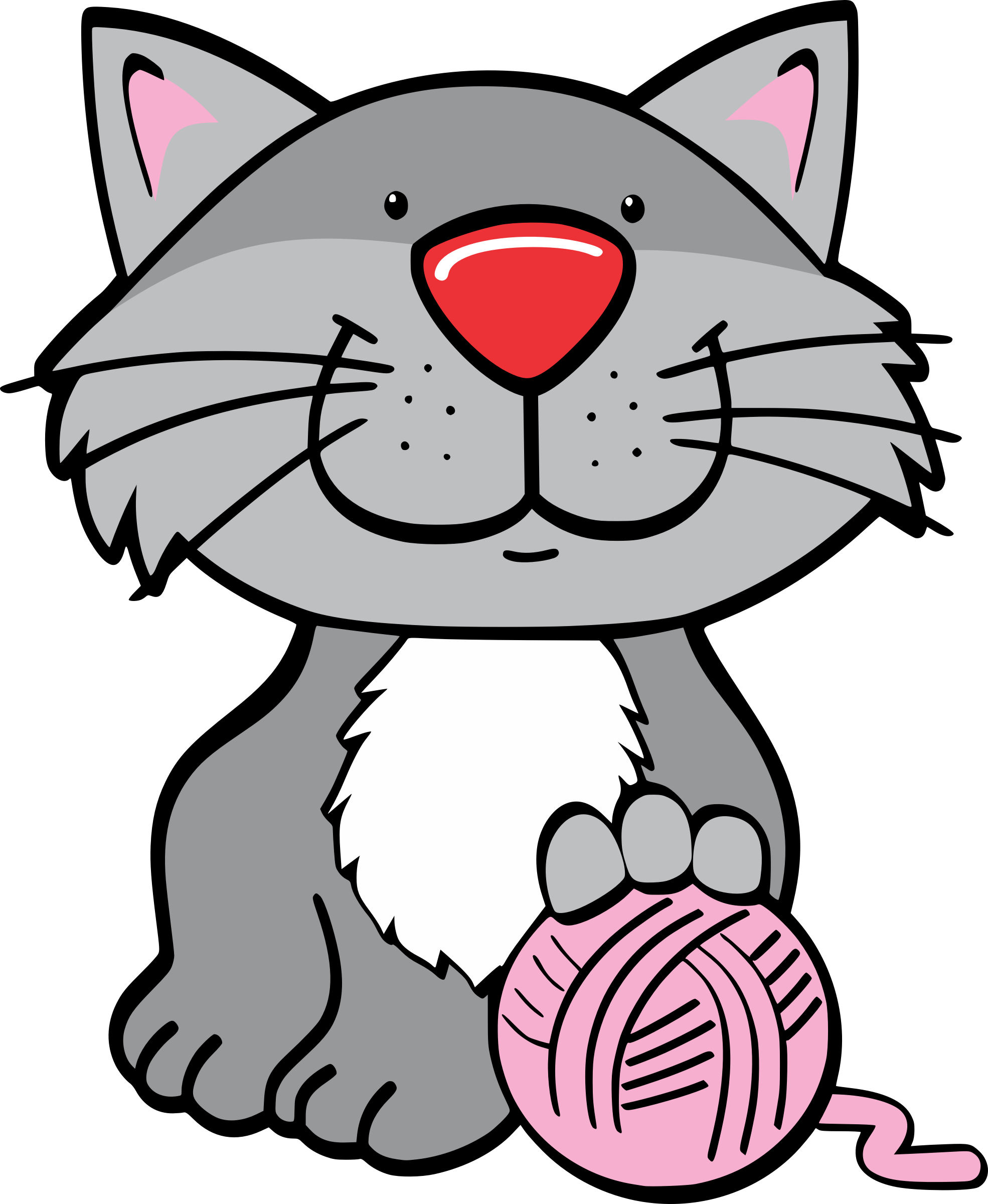 Big Image - Cat And Yarn Png Clipart (1970x2400)
