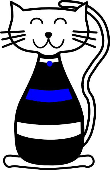 White Blue And Black Cat Clip Art - Kitten Clip Art (384x593)
