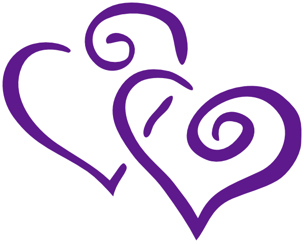 Purple Intertwined Hearts Clip Art - Heart Wedding (600x481)