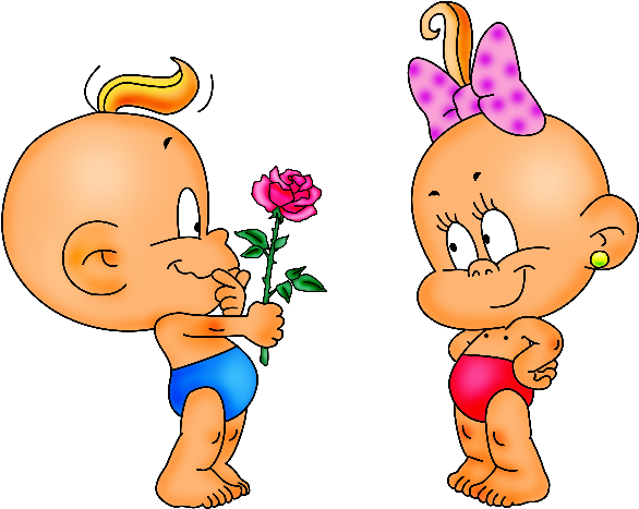 Cute Baby With Flowers Cartoon Clip Art Images Are - Drawing (600x600)