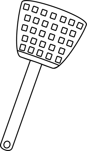 Black And White Fly Swatter - Clip Art Fly Swatter (288x500)