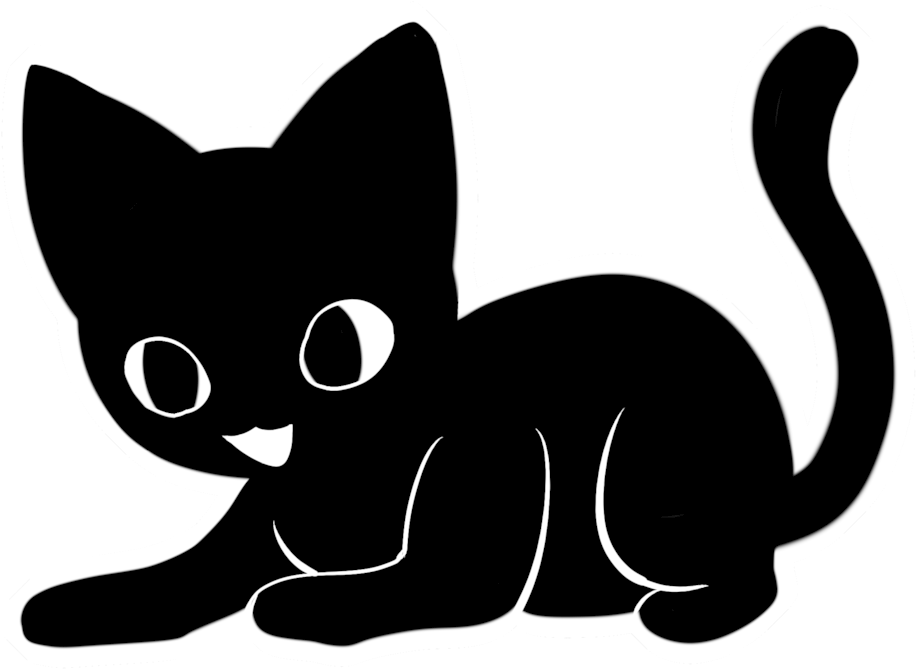 Black Cat Sticker By Himeheishi Black Cat Sticker By - Black And White Cat Stickers (1024x1024)