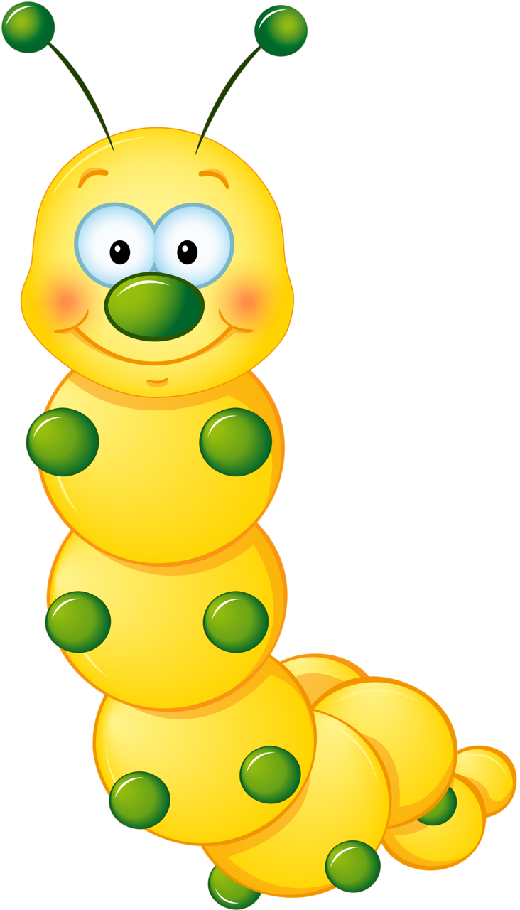 Yellow Cute Caterpillar Clipart - Bugs Clipart (732x1280)