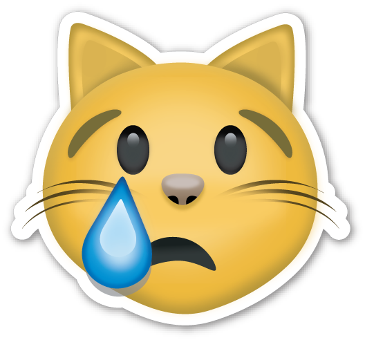 Crying Cat Face - Emoji Cat Stickers Transparent (528x492)