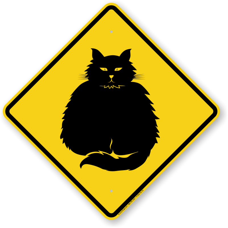 Fat-cat Symbol Guard Cat Sign - Winding Right Road Signs (800x800)