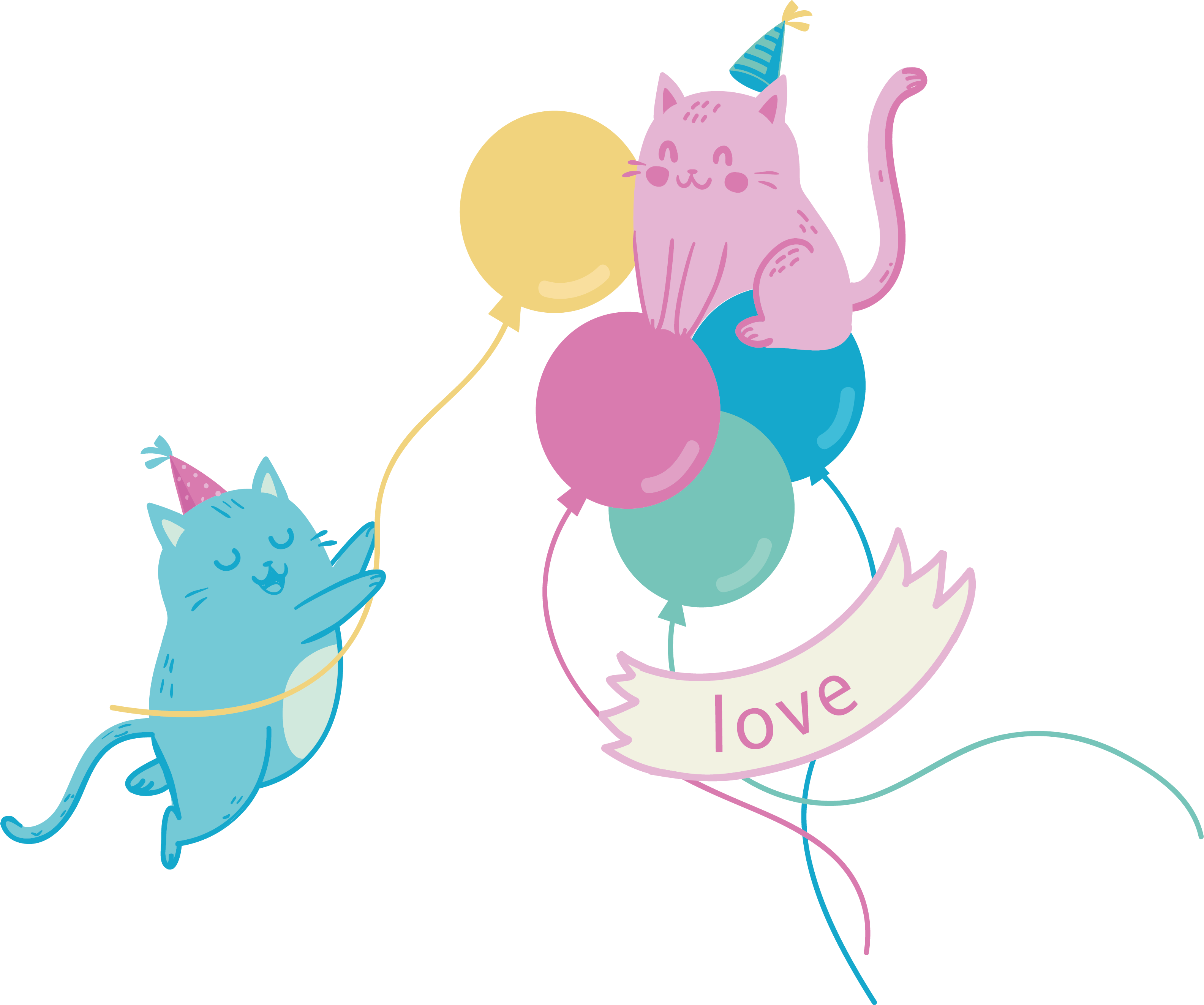 Cat Kitten Birthday Illustration - Birthday (3170x2645)