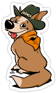 Australian Cattle Dog Stickers > - Cartoon Australian Cattle Dog (375x360)