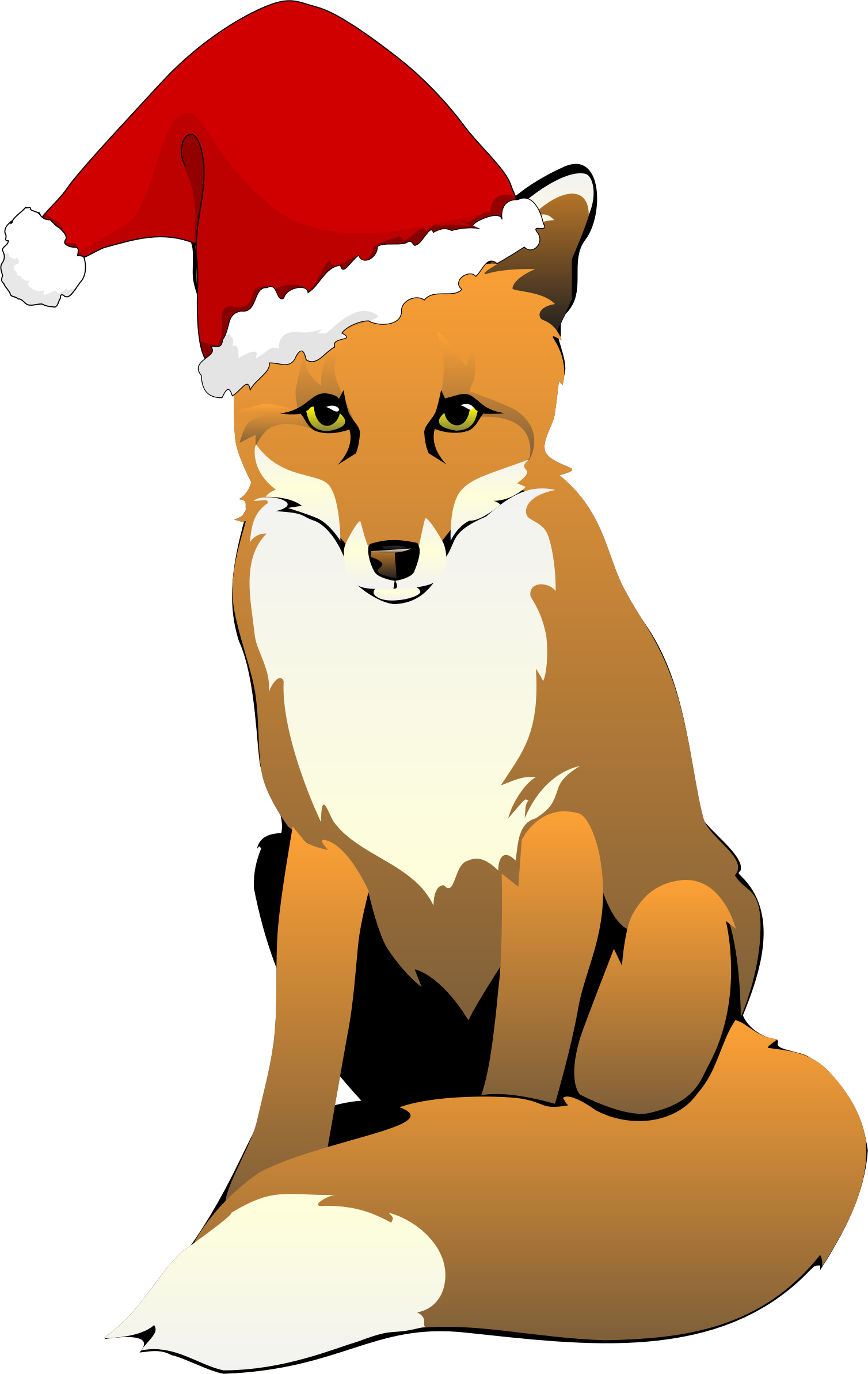 Fox Clipart Royalty Free - Fox With Santa Hat (1508x2386)