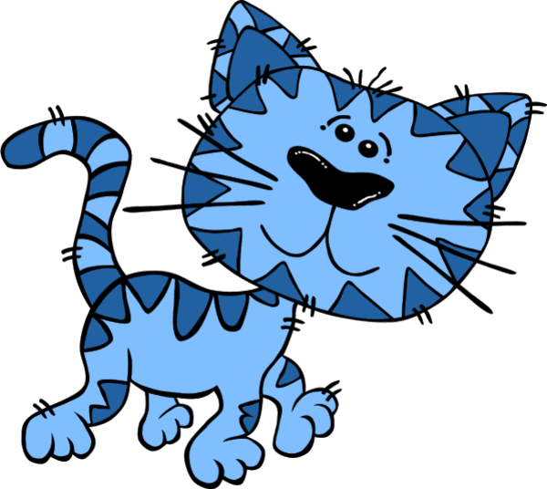 Blue Cat Cliparts - Walking Cat Shower Curtain (600x536)