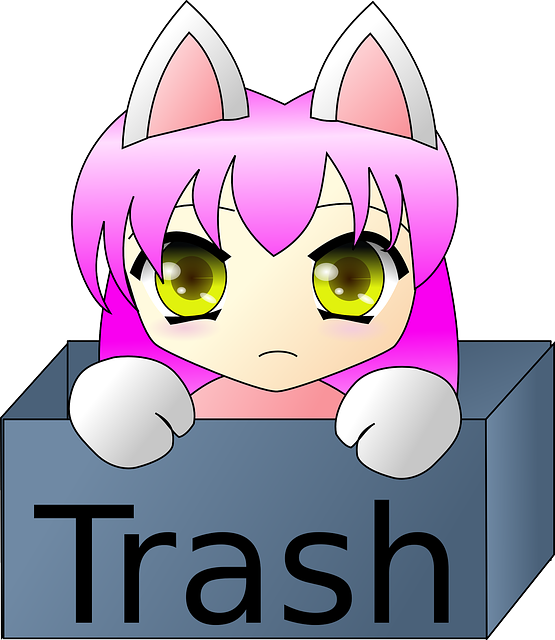 Trash Animals, Cat, Folders, Cartoon, Can, Mammals, - Cute Trash Can Clipart (555x640)