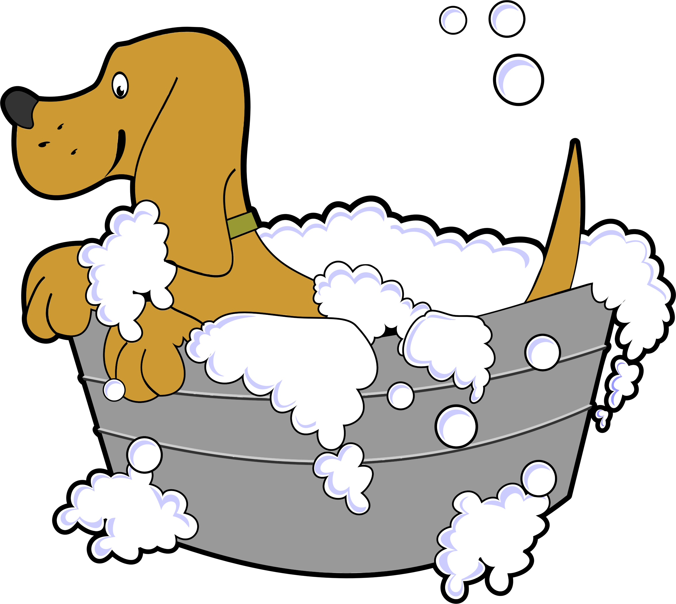 Big Image - Dog Taking A Bath Clipart (2351x2101)
