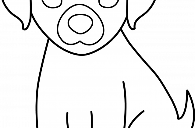 Cute Puppies Pictures To Draw - Line Art (640x420)
