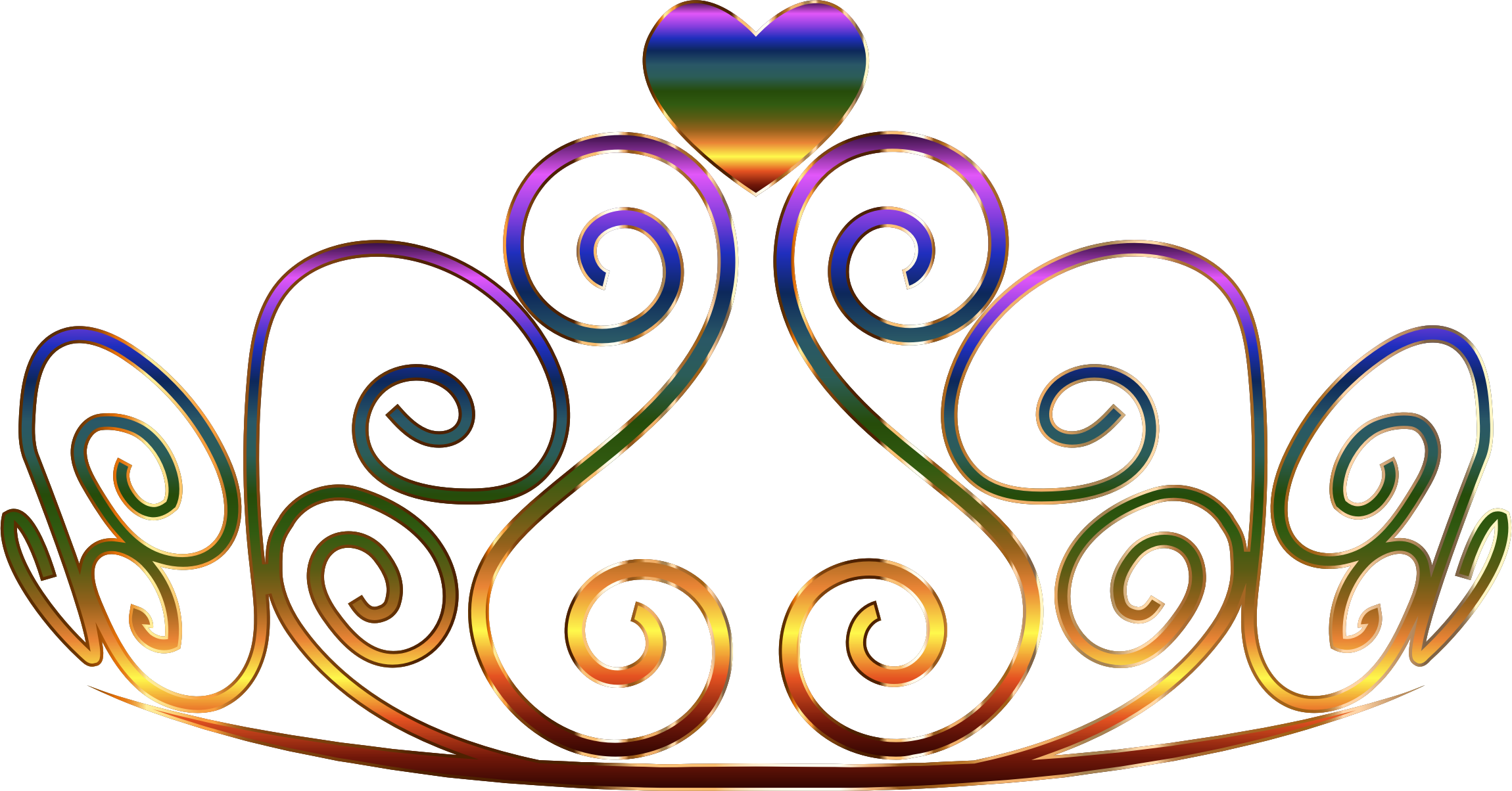 Tiara 2 - Princess Gold Crown Clip Art (2300x1204)