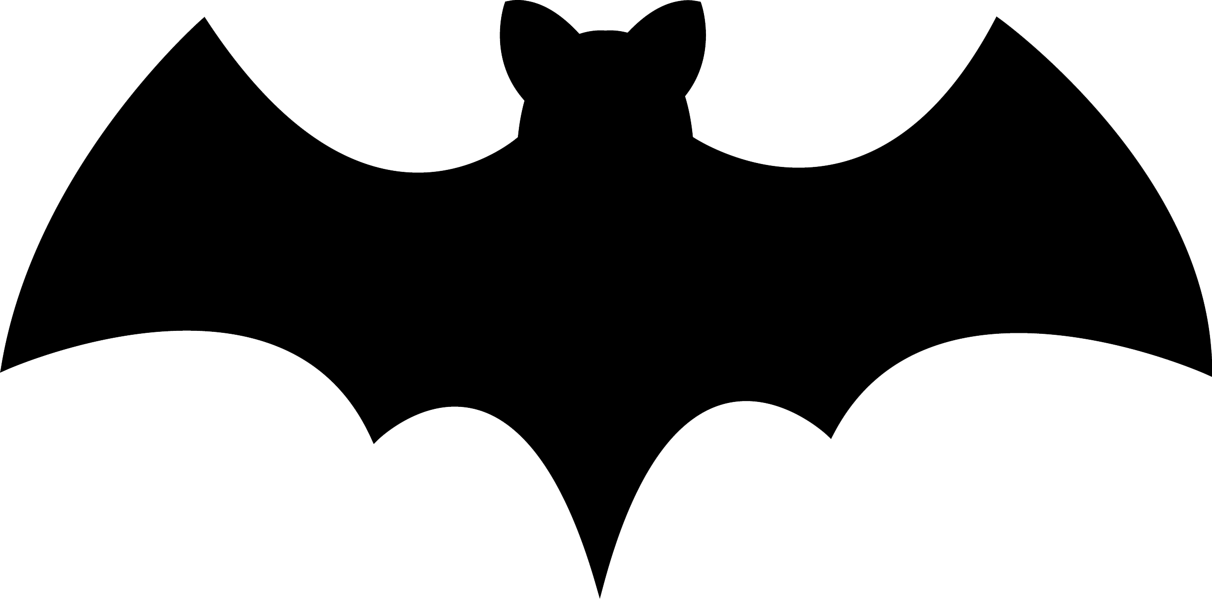 Bat Clipart Transparent Background - Bat Silhouette (2455x1213)