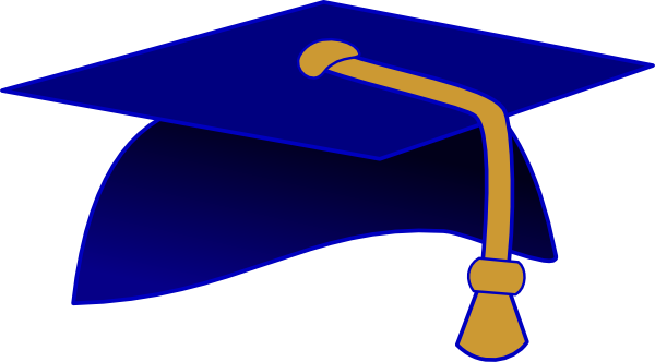 Navy Blue Graduation Cap Clipart (600x332)