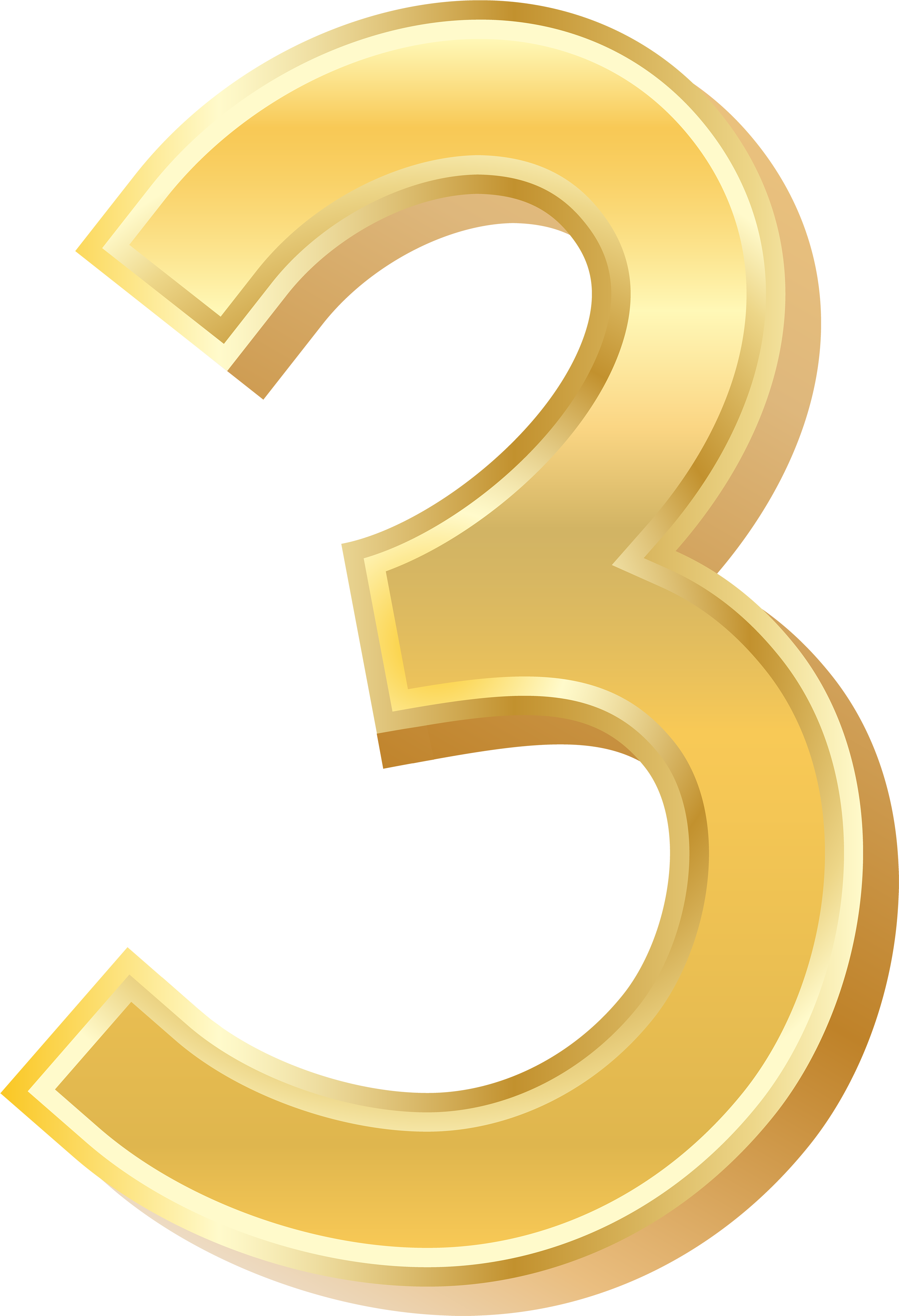 Gold Style Number Three Png Clip Art Image - Number (3479x5000)