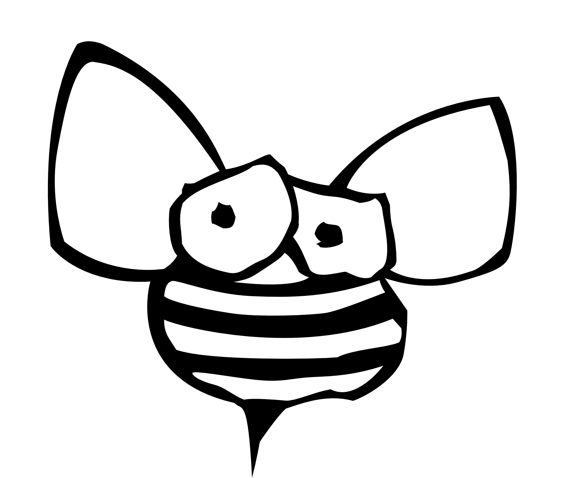 Queen Bee Clip Art Black And White - Black & White Bee (1969x1627)