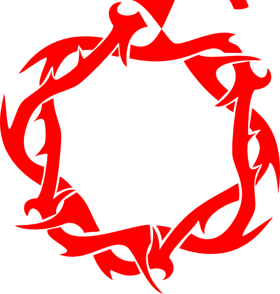 Red Thorns Clip Art At Clker - Crown Of Thorns Tattoo (564x593)