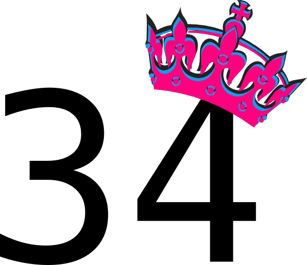 Pink Tilted Tiara And Number 34 Svg Clip Arts 600 X - Happy Birthday To Me 39 (600x519)
