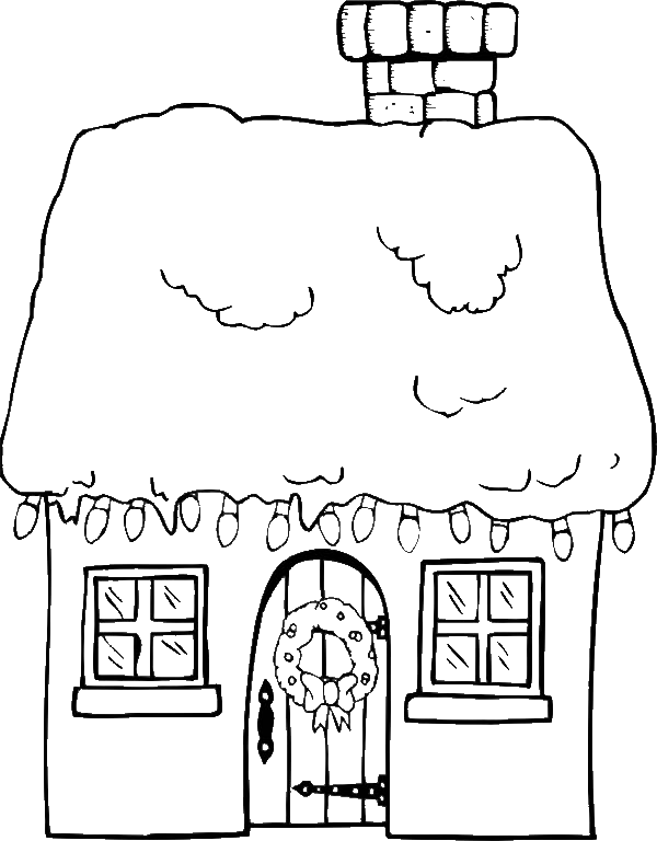 Christmas Gingerbread House And A Bunch Of Lamp Coloring - Christmas House Coloring Page (600x768)