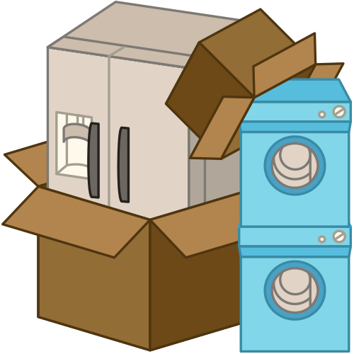 Refrigerator And Appliances In Boxes - Appliances Delivery Clipart (500x500)