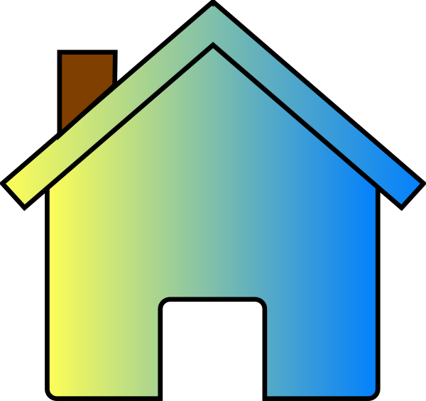 Yellow Blue Fade House 2 Clip Art - Yellow House Clipart (600x565)