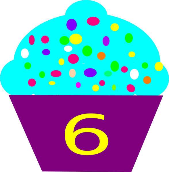 Cupcake Brown Clip Art At Clker - 6th Birthday Clipart (588x600)