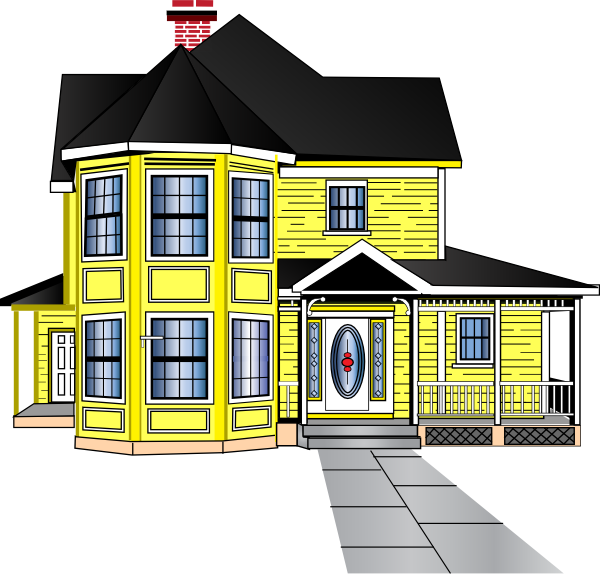 Little Yellow House Clip Art - Big House Clip Art (600x574)