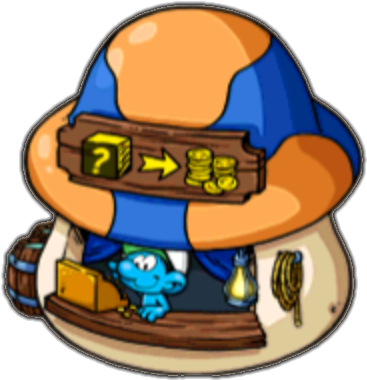 The Smurfs, Mushroom House, Cartoon Characters, Cartoon - Smurfs Village Exchange Machine (380x380)