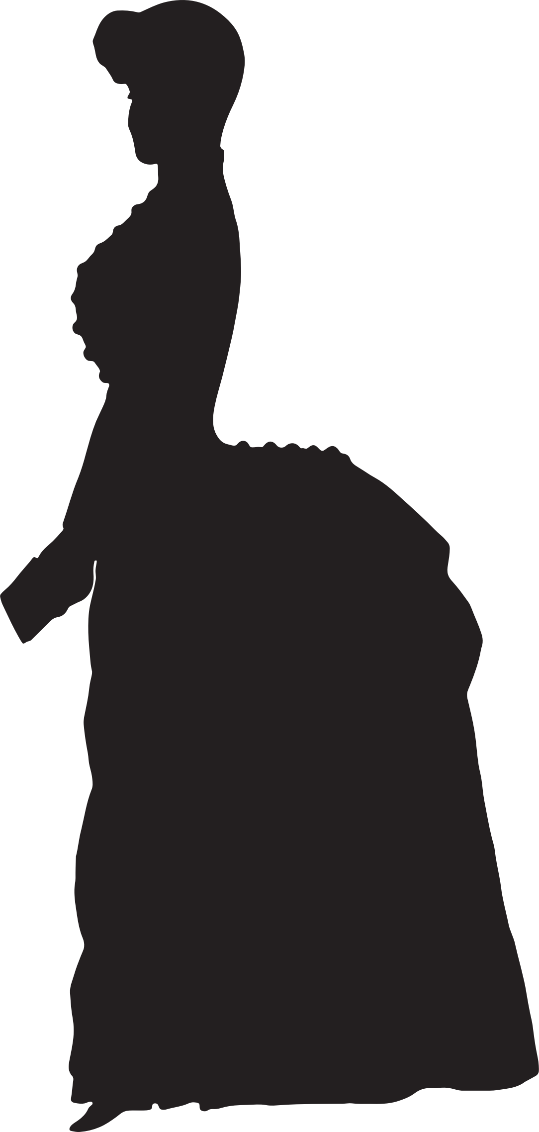Clipart - Silhouette Old Fashioned Woman (1084x2276)