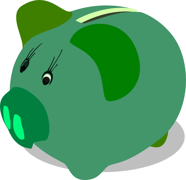 Green Piggy Bank Cartoon (600x582)